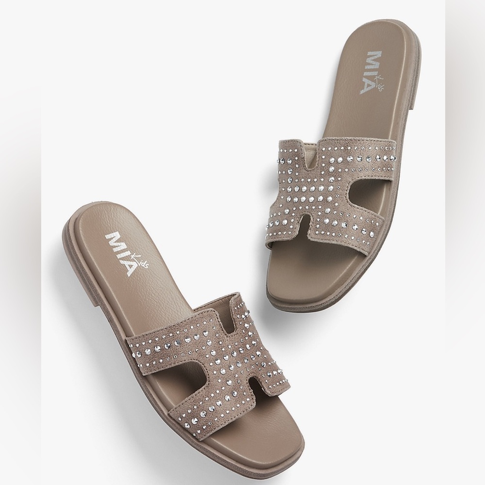 Girls Embellished Slide Sandals 1Y